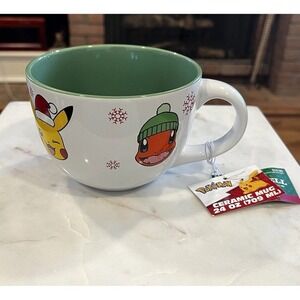 NWT -Pokémon Christmas Ceramic Mug‎ 24 OZ Pikachu Charmander Bulbasaur Squirtle